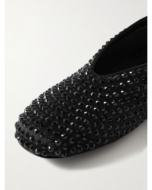 Khaite Black Marcy Crystal-Embellished Satin Ballet Flats