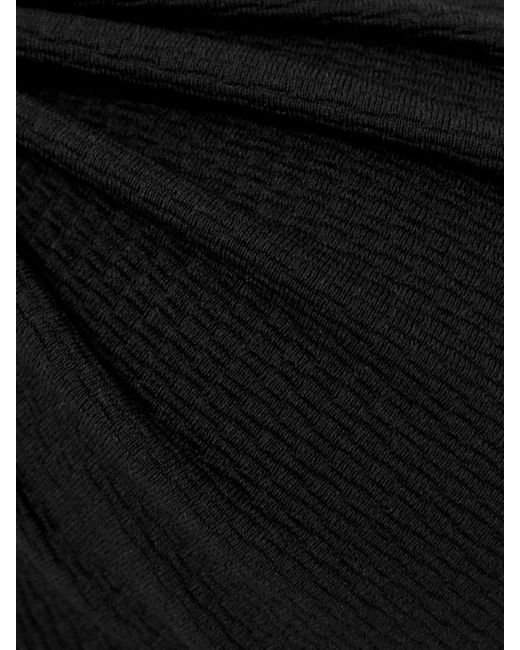 Marysia Swim Black Antibes Scalloped Recycled-Seersucker Bikini Top