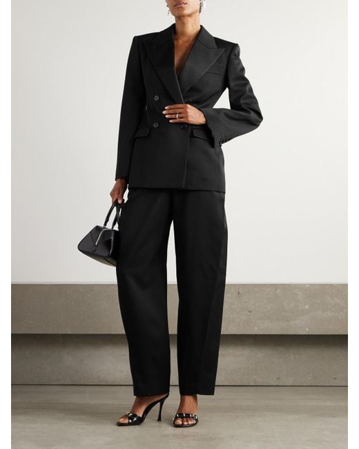 Givenchy Black Double-Breasted Faille-Trimmed Grain De Poudre Wool Blazer