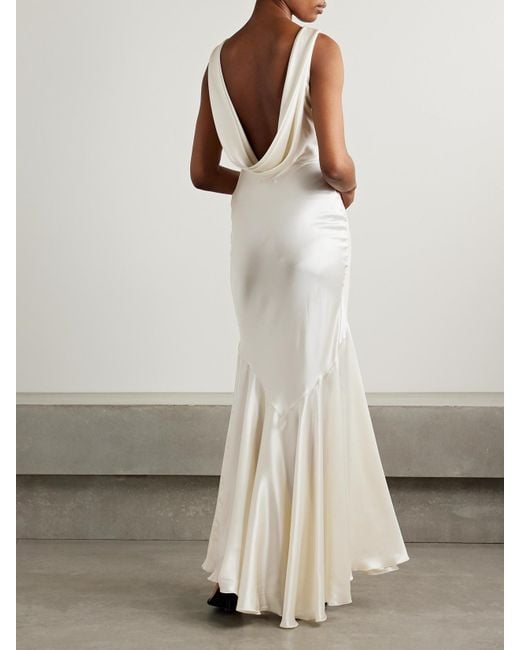 Nina Ricci Open-Back Draped Satin Gown in White | Lyst
