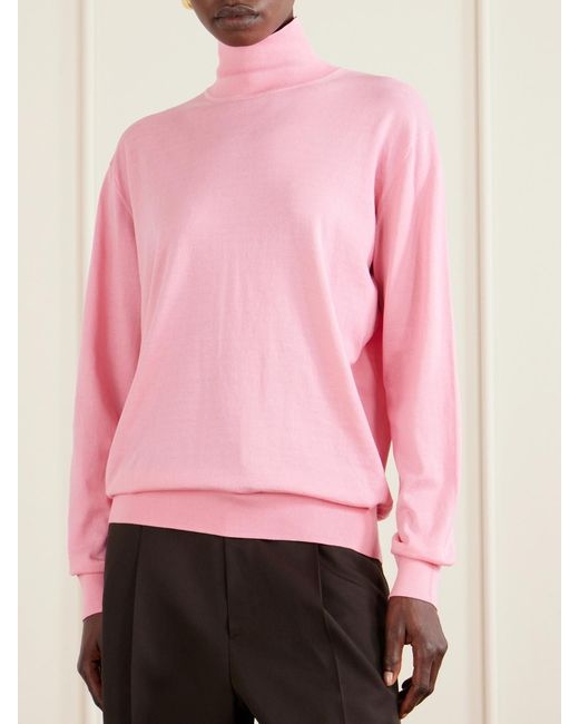 Tibi Pink Cotton Turtleneck Sweater