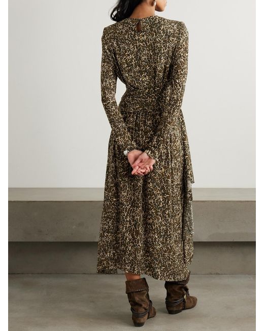 Isabel Marant Natural Zeidi Wrap-Effect Draped Leopard-Print Stretch-Jersey Midi Dress