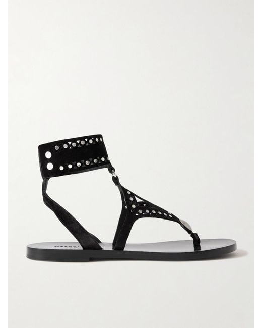 Isabel Marant Black Edil Cutout Studded Suede Sandals