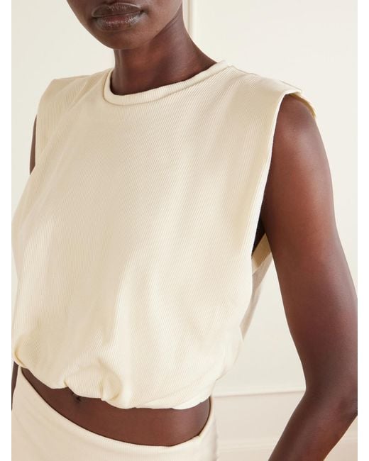 Johanna Ortiz Natural Muraya Ribbed Cotton-Blend Top