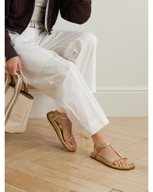 Emme Parsons Natural Aya Sandalen Aus Metallic-Leder