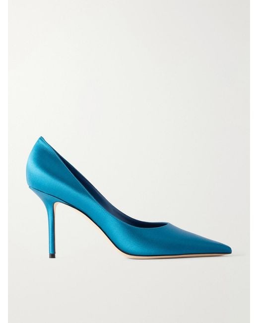 Jimmy Choo Blue Love 85 Satin Pumps