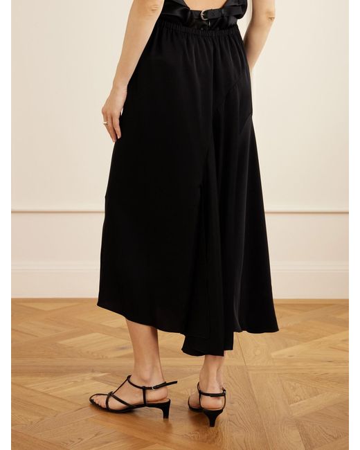 Sharon Wauchob Black Tria Asymmetric Duchesse-Satin Midi Skirt