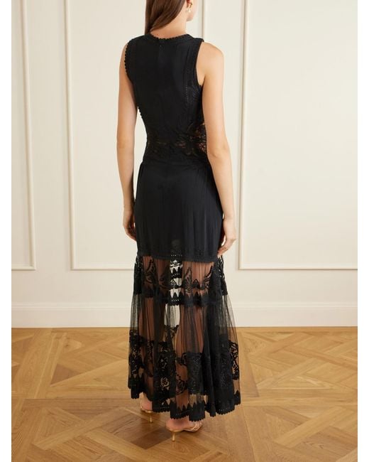 Ulla Johnson Blue Florence Embroidered Tulle And Silk Crepe De Chine Gown