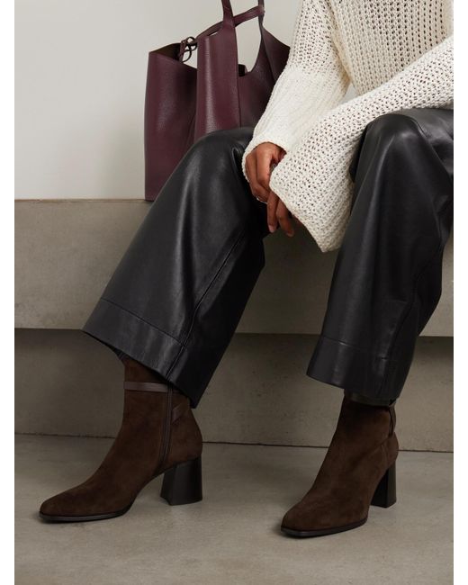 Jimmy Choo Brown Lawton 65 Leather-Trimmed Suede Ankle Boots