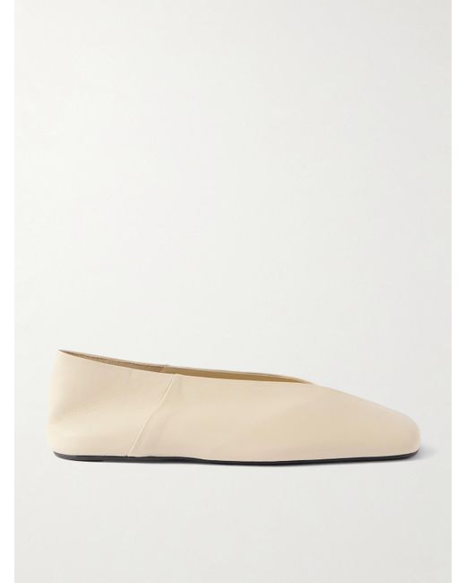 Jil Sander Natural Asymmetric Leather Ballet Flats