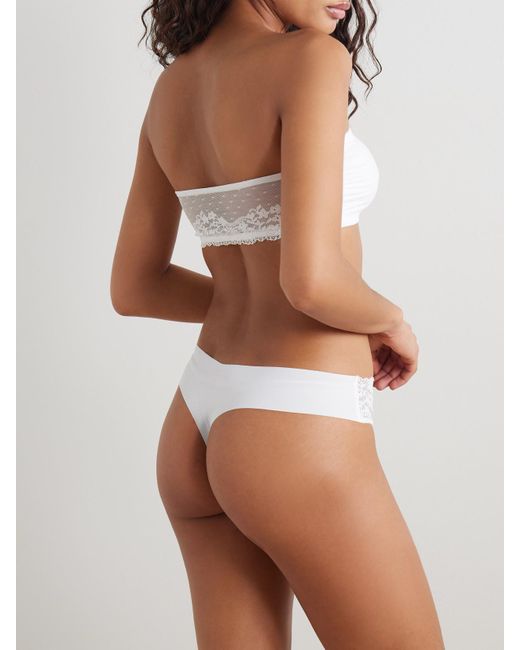 Commando White Double Take Lace-Trimmed Stretch-Jersey Bandeau Bra