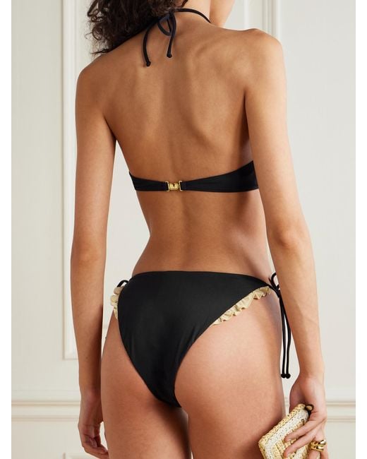 Valentino Garavani White Ruffled Two-Tone Halterneck Bikini
