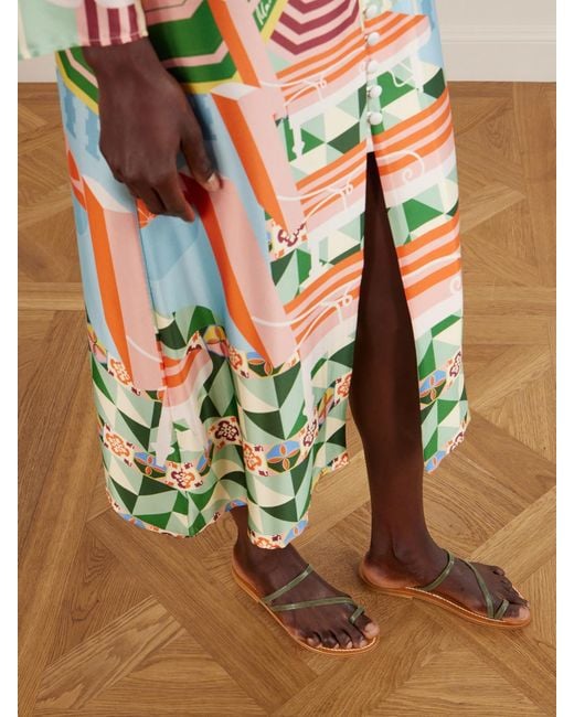 K. Jacques Green Actium Snake-Effect Leather Sandals