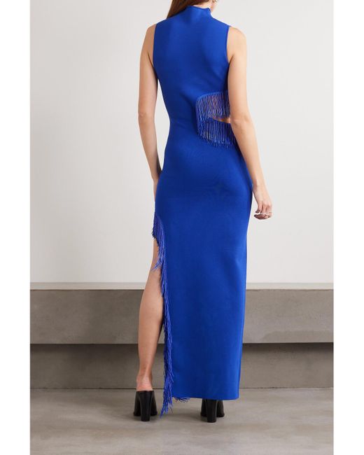 Galvan Blue Nova Robe Aus Jersey Mit Zierperlen, Cut-Out Und Fransen