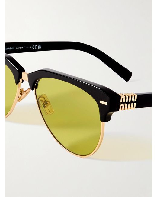 Miu Miu Yellow Aviator-Style Acetate And-Tone Sunglasses