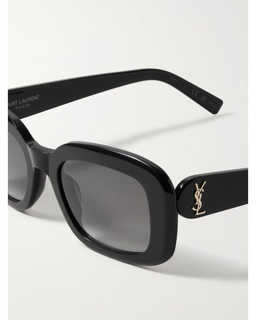 Saint Laurent Black Rectangular-Frame Recycled Acetate Sunglasses