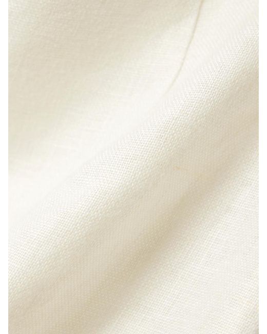 Posse White Noelle Linen Straight-Leg Pants