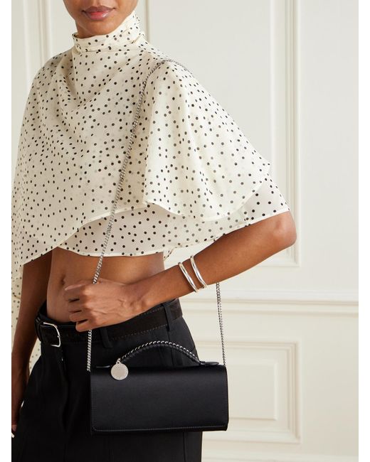 Stella McCartney Black Falabella Clutch Aus Satin Mit Verzierung