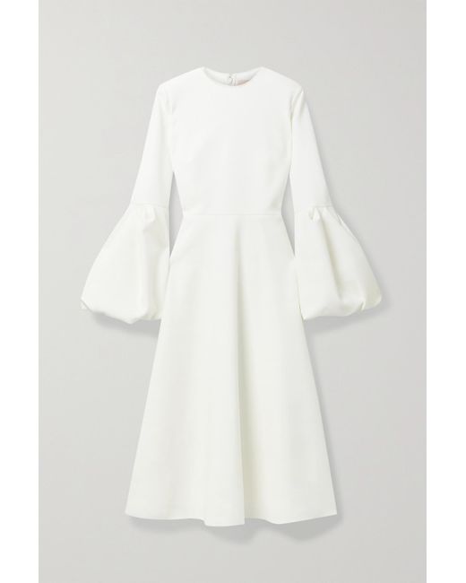 Roksanda White Aylin Tulle-trimmed Cady Midi Dress