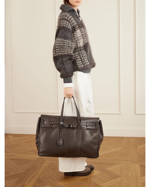 Brunello Cucinelli Black Leather Weekend Bag