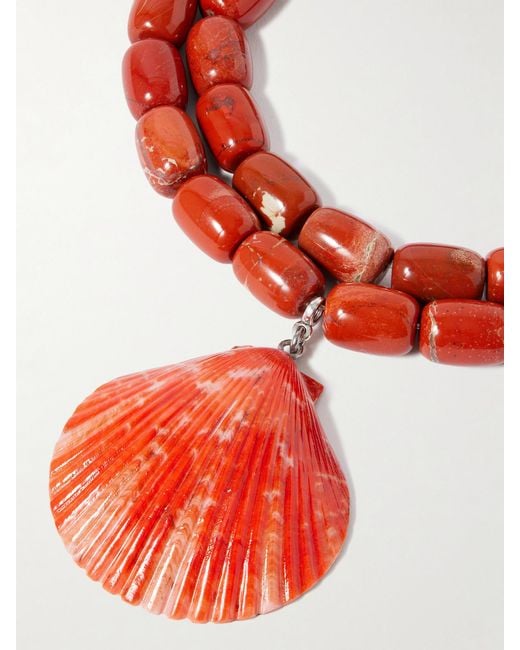 Collier En Métal Argenté, Jaspes, Résine Et Coquillage Luma Julietta en coloris Red