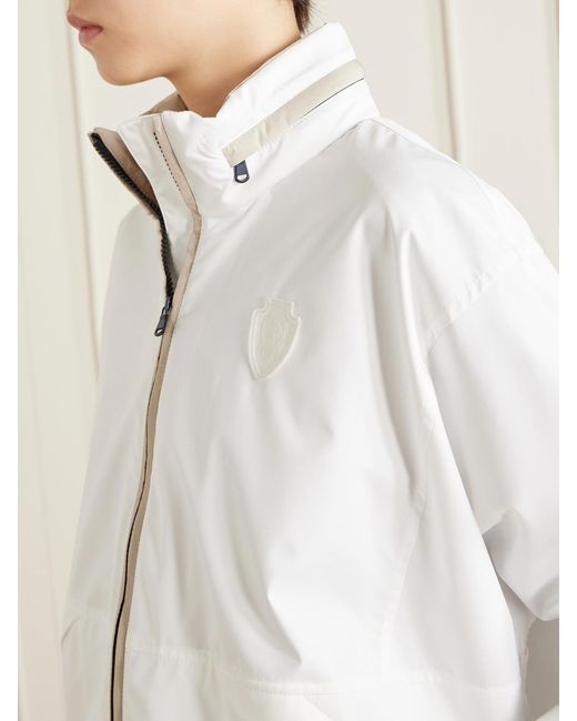 Brunello Cucinelli White Appliquéd Shell Jacket