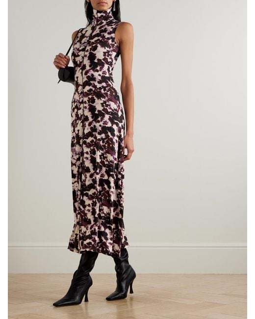 Proenza Schouler White Valentina Printed Stretch-Jersey Turtleneck Maxi Dress