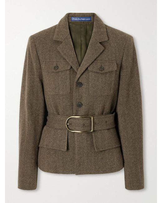 Polo Ralph Lauren Green Wool-Blend Herringbone Jacket