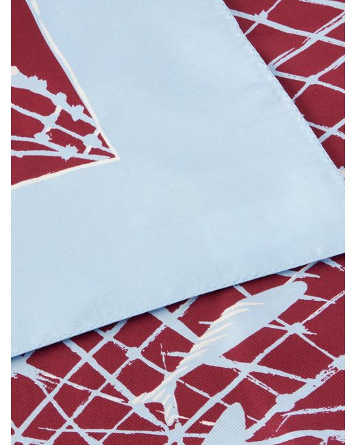 Altuzarra Red Fishnet Printed Silk-Twill Scarf