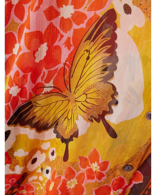 Alix Of Bohemia Orange Emery Marigold Meadow Georgette Shirt