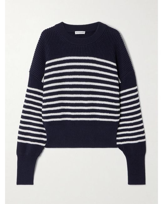 Altuzarra Blue Tanessa Striped Ribbed Cotton Sweater