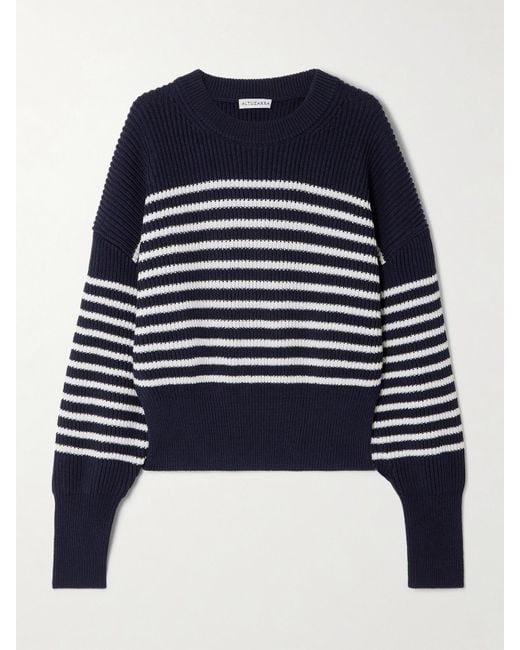 Altuzarra Blue Tanessa Striped Ribbed Cotton Sweater
