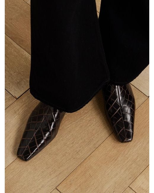 Totême Black Croc-Effect Leather Chelsea Boots