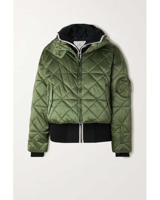 Bogner Quilted Recycled Satin Down Jacket in Green | Lyst