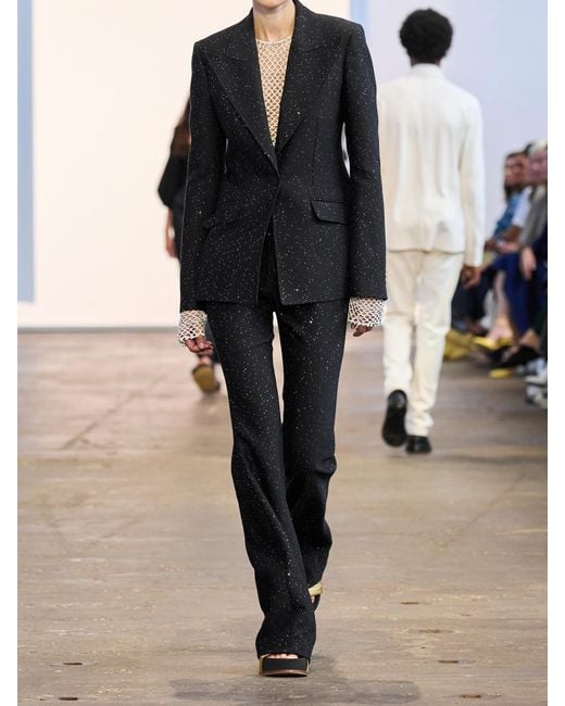 Gabriela Hearst Black Allanon Sequin-embellished Wool-blend Flared Pants