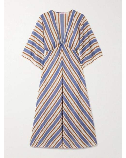 Eres Blue Sailor Summer Kaftan Aus Baumwoll-Voile Mit Streifen