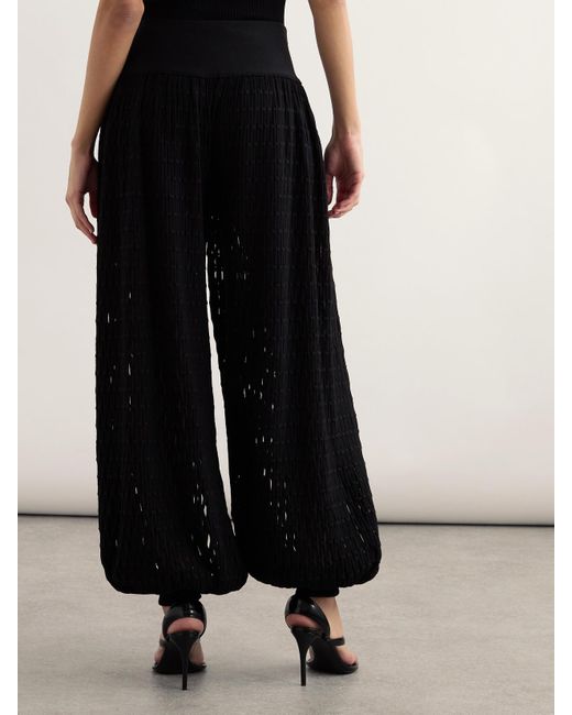 Alaïa Black Open-Knit Tapered Pants