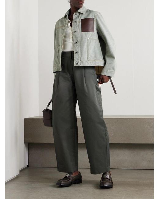 Veste En Jean À Finitions En Cuir Loewe en coloris Gray