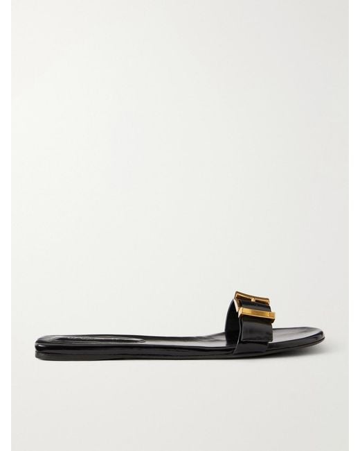 Khaite White Manhattan Buckled Leather Sandals