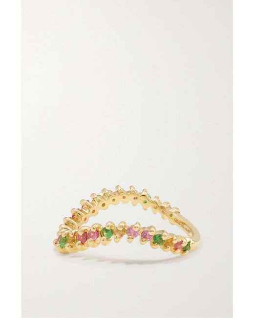 Yvonne Léon Metallic Alliance Vague 18-Karat, Sapphire And Tsavorite Ring