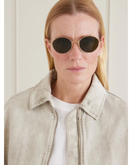 Oliver Peoples Green Khaite 1994C Round-Frame Metal Sunglasses