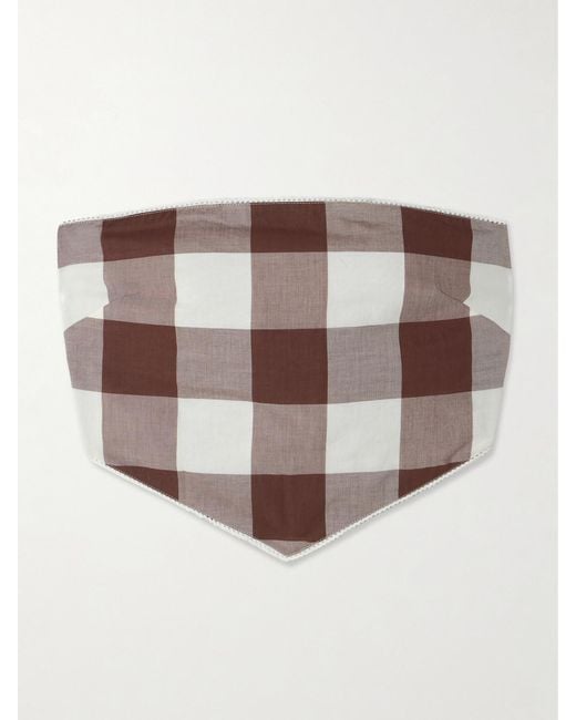 Posse Brown Callie Cropped Gingham Cotton-Voile Top