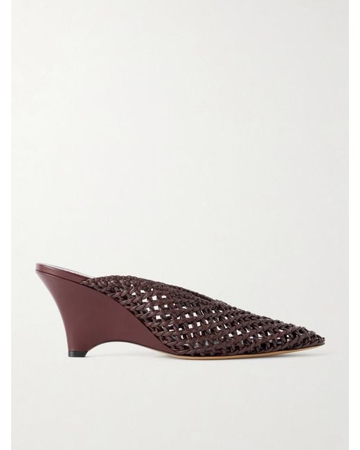 Le Monde Beryl Brown Victoria 70 Woven Leather Mules