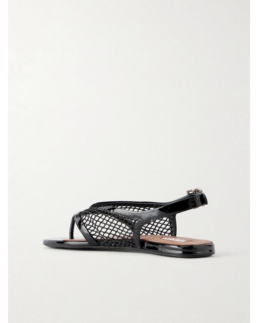 Alaïa Black Fishnet Flat Sandals