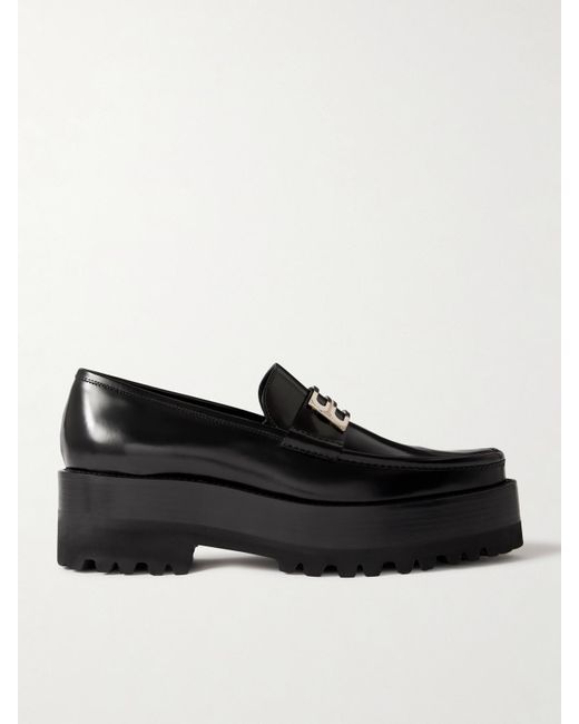 Victoria Beckham Black Embellished Leather Platform Loafers