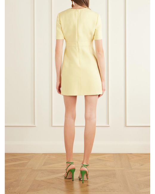 Valentino Garavani Yellow Wool And Silk-Blend Crepe Mini Dress