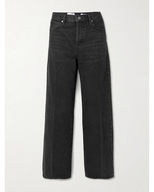 FRAME Black The Collegiate High-Rise Wide-Leg Jeans