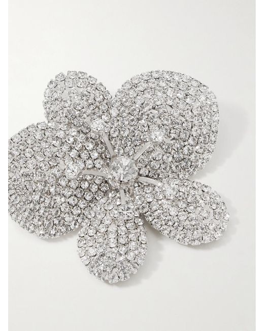 Jennifer Behr White Kiarra Rhodium-Plated Crystal Brooch