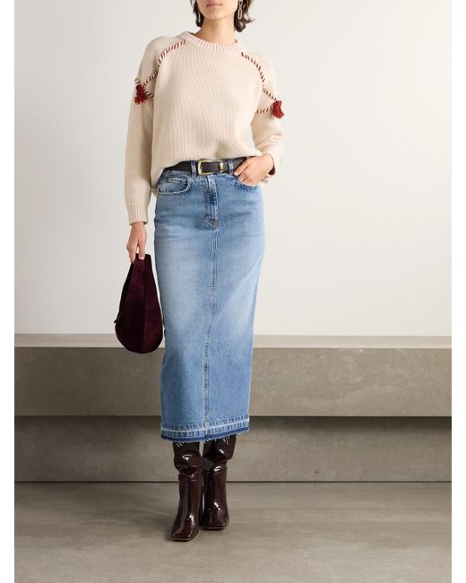 Fortela Blue Denim Midi Skirt