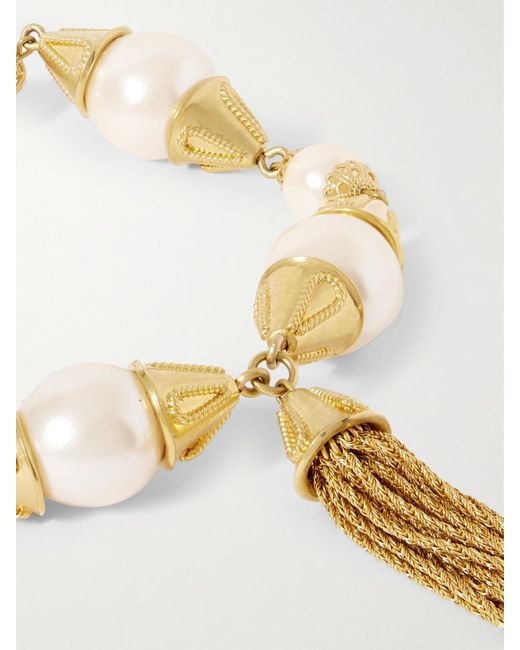 Sonia Petroff White Cascata Tasselled-Plated Faux Pearl Necklace